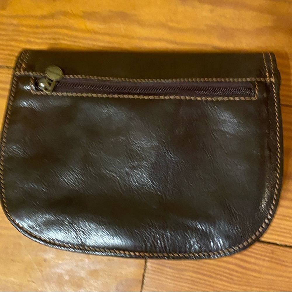 Vera Pelle Rich Brown Leather Saddle Bag Shoulder Bag